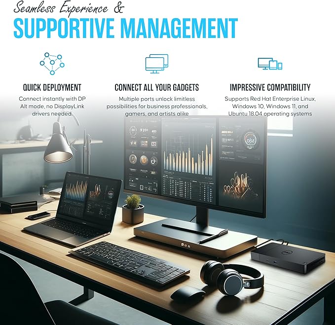 WD19S Docking Station Dual Monitor Bundle - Dock Station with 180W + USB Type-C + HDMI+ Dual DisplayPort - Ultimate Laptop Docking Station