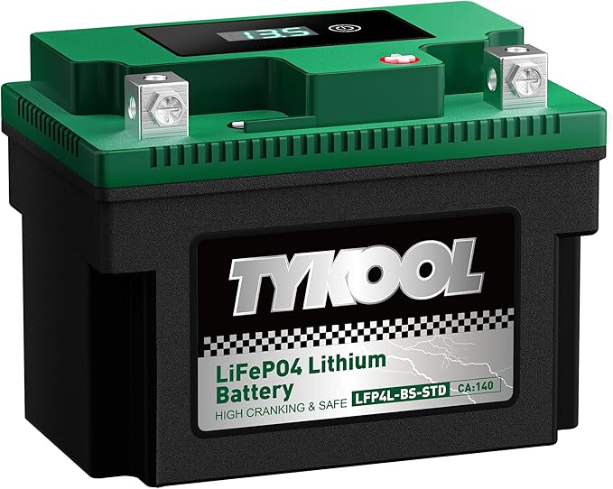 TYKOOL YTX4L-BS YTZ5S Lithium LiFePO4 Motorcycle Battery,2X Cranking Amps 140A,5X Longer Life,Fits for Scooter and Moped, Go kart, ATV,Dirt bikes,4 wheeler, hongda Grom,Snapper walk behind lawn mower