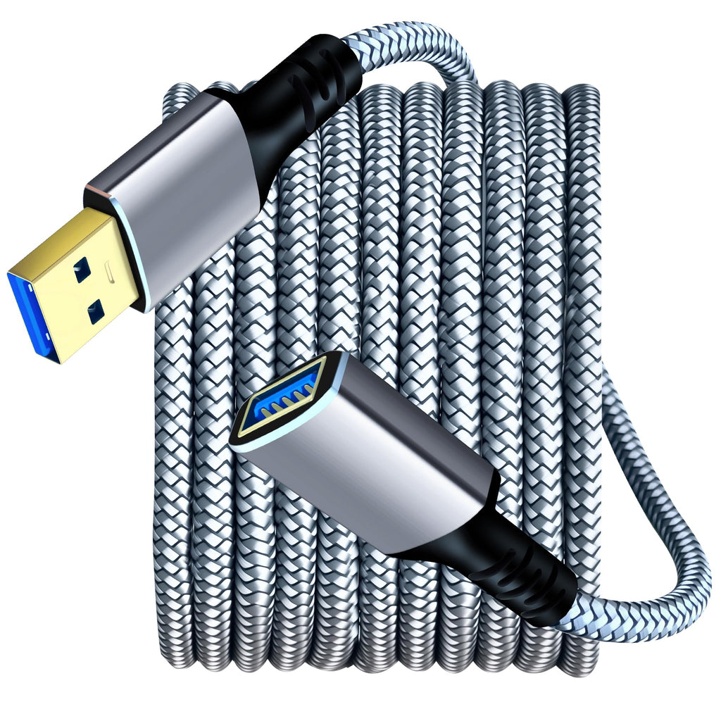 Tan QY USB 3.0 Extension Cable 1.5Ft, USB 3.0 High Speed Extender Cord Type A Male to A Female for PlayStation, Xbox, USB Flash Drive, Hard Drive, Card Reader,Scanner,Printer,Keyboard (Silver, 1.5Ft)