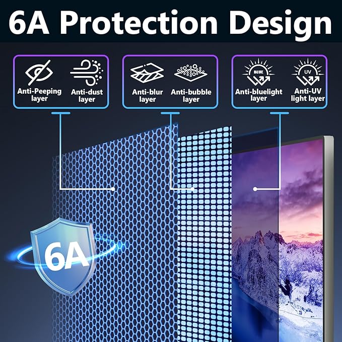 Magnetic Computer Privacy Screen Shield 23 Inch for Frameless Monitor Thin Bezel 16:9 Widescreen, Hanging Removable Anti Blue Light Privacy Filter Protector Eye Protection