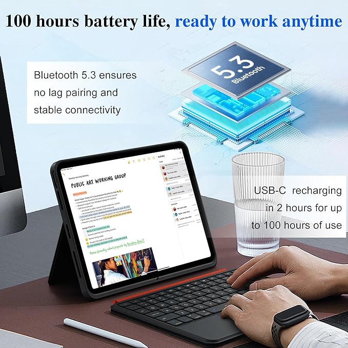 WIWU for iPad Keyboard Case 11 Inch A16 11th /10th Gen 3 in 1 Magnetic Detachable Case Keyboard Adjustable Stand Backlit Keys with Touchpad (Black, for iPad 11/10/Air 5/4/11"(M2/M3) Pro 11" 4/3/2/1)