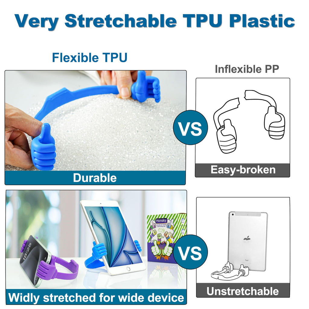 Honsky Thumbs-up Cell Phone Stand Holder,Tablet Stand Cradle for Desk Desktop Smartphone Cellphone Mobile Phone,Tablets - Universal, Adjustable Flexible,Blue