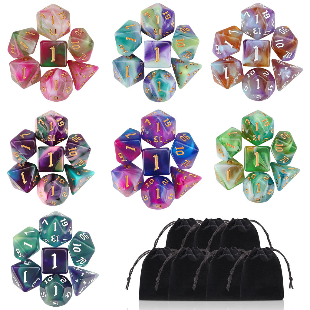 49Pcs Polyhedral Dice Set- DND Dice with 7 Storage Pouch