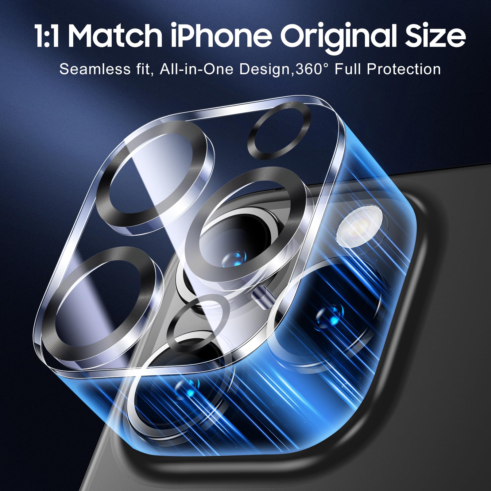 UniqueMe for iPhone 16 Pro/16 Pro Max Camera Lens Protector - Matte Black