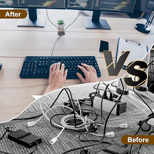 uxcell 6 Pcs 80mm (3.15 Inch) Desk Grommet, Plastic Cable Hole Cover, Wire Cord Cable Organizer for Home Office Computer Desk Cabinet, White