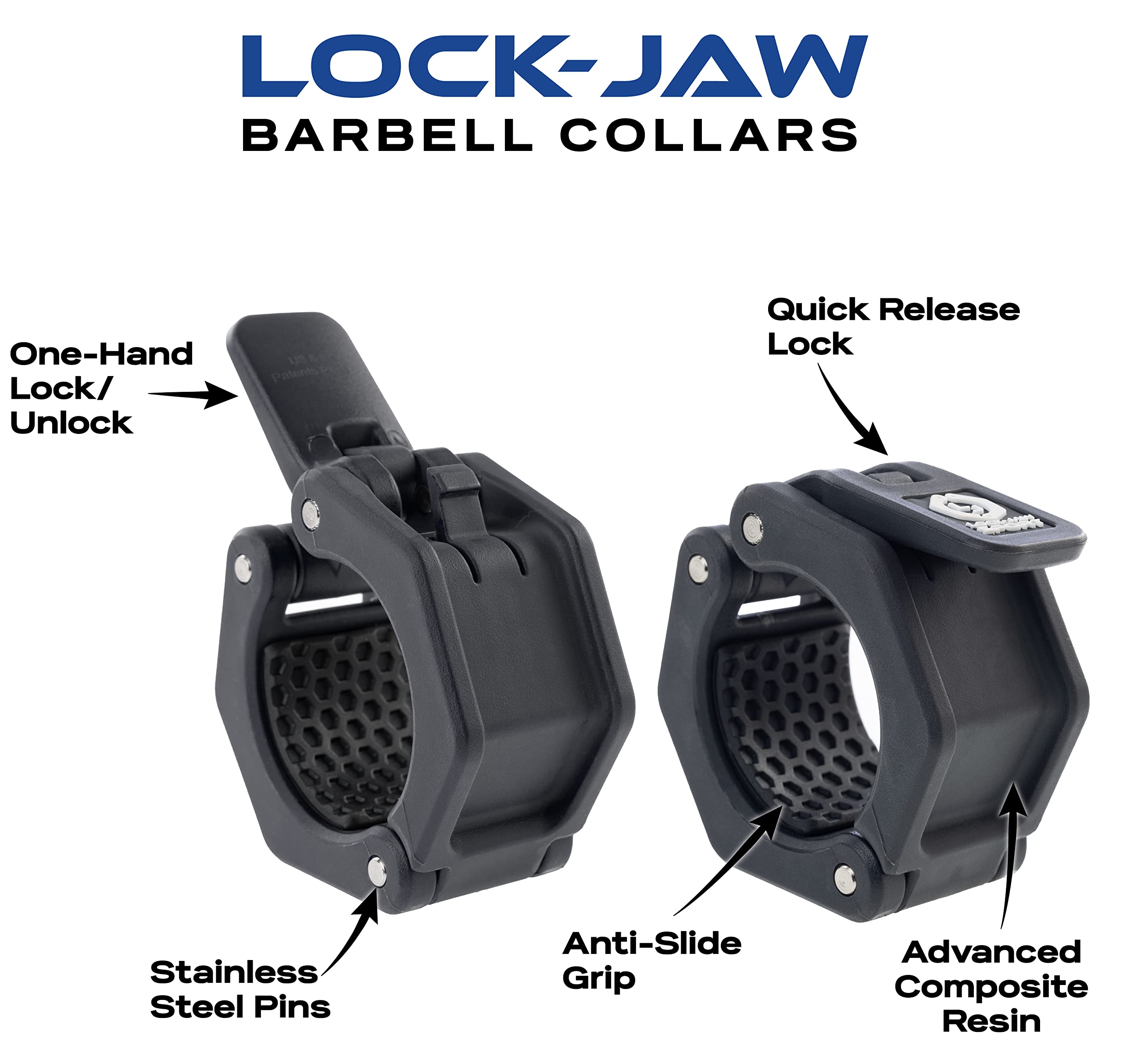 Lock-Jaw Barbell Collars Sport Olympic Barbell Clamps 2 Pcs – Heavy Duty Bar Clamps for 2” & 50mm Olympic Bars – Secure Weight Bar Clamps for Strength Training & Home Gym Accessories – Red