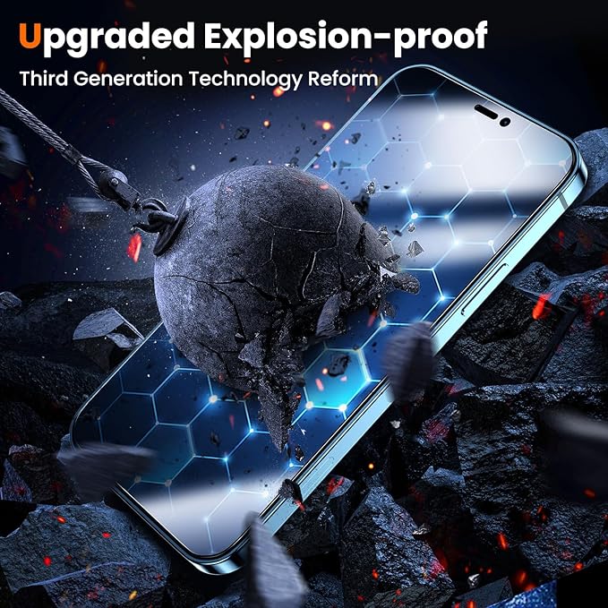 UniqueMe for iPhone 12 Pro Max Privacy Screen Protector - [Military Grade Shatterproof & 9H+ Hardness] Screen Protector 12 Pro Max Tempered Glass Full Coverage Protection, Easy to install, 2 Packs