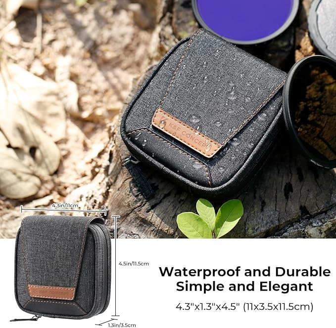 K&F CONCEPT 4 in 1 Basic Model Lens Filter Pouch Up to 95mm solar filter Pouch Case Camera Lens Filter Storage Wallet for ND UV CPL Filter Waterproof Filter Case