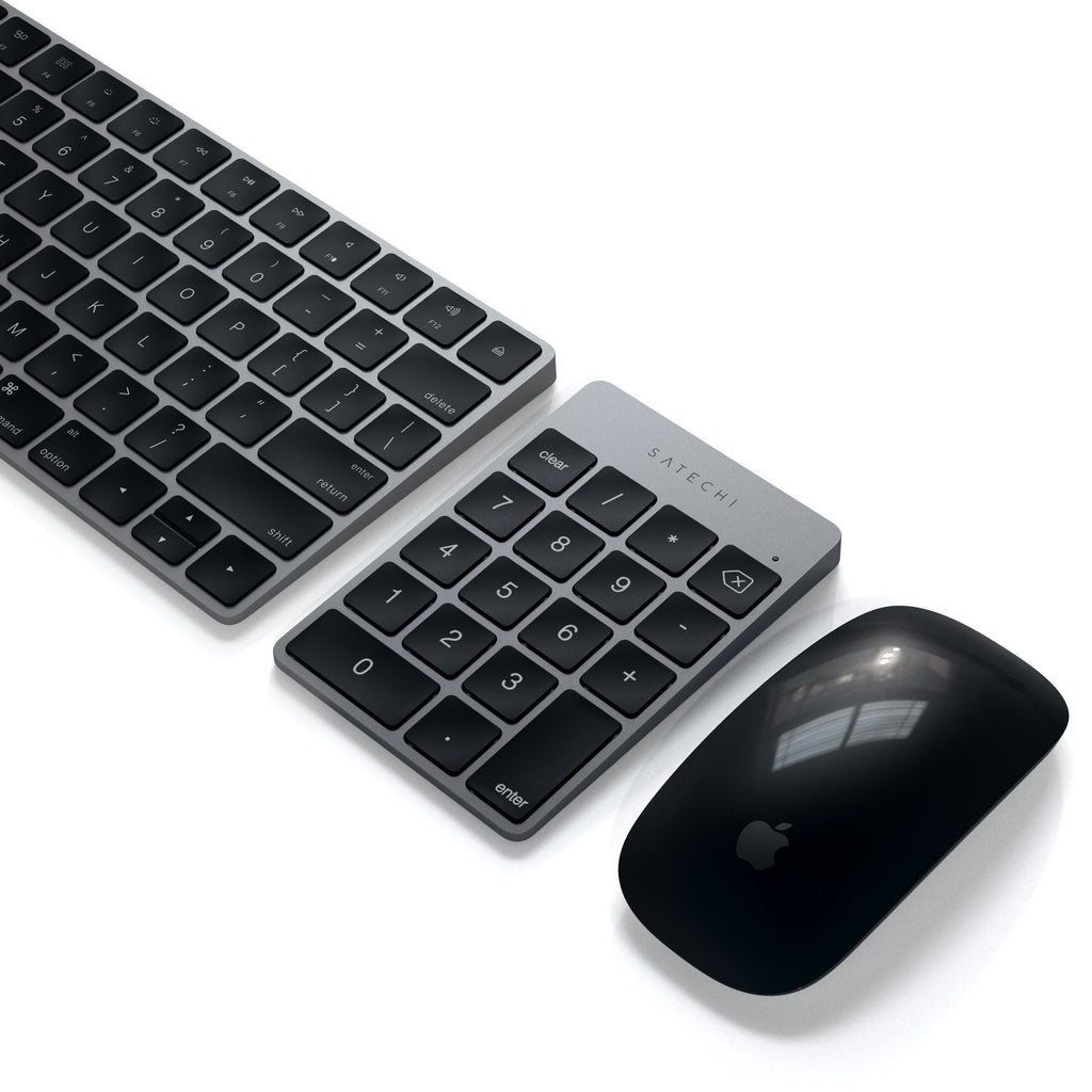 Satechi Slim Aluminum Bluetooth Keypad, Wireless Number Pad with 18 Keys, Micro USB Rechargeable Numpad, External Number Pad for MacBook Air/Pro/Neo, iPad Air/Pro, iMac, PC - Space Gray