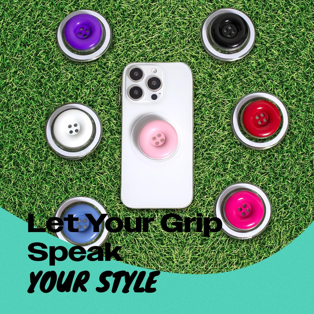 Solid Color Button Phone Grip – Minimalist Design, Durable and Lightweight, Grip and Stand for Smartphones (Baby Pink, Magnetic Type)