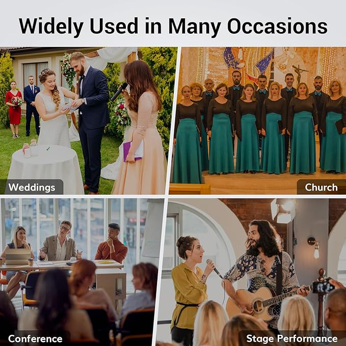 TONOR Wireless Microphone System, 4 * 10-Channel UHF Cordless Handheld Mic Set with Headset/Lavalier Lapel Mics, Bodypack Transmitter, Receiver, 200ft Range for Karaoke Singing Church DJ PA Speaker