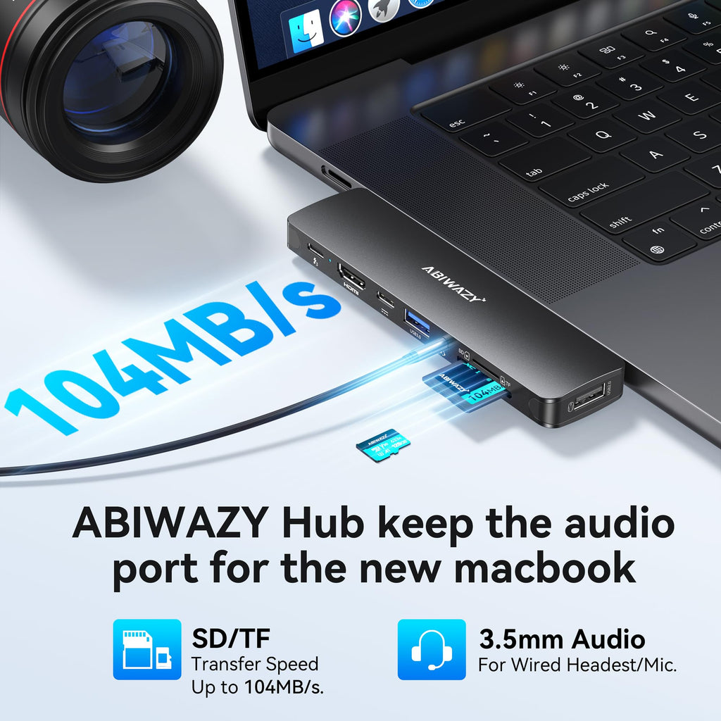 USB C Adapter HDMI USB Multiport Hub,8 in 2 Accessories with HDMI,Thunderbolt 3,USB C and 3 USB A 3.0 Data Ports SD TF Card Reader, Audio(Black)