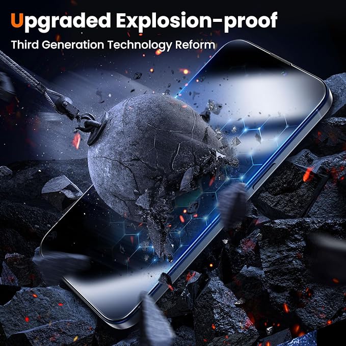 UniqueMe for iPhone 15 Pro Max Screen Protector, [Military Grade Shatterproof & 9H+ Hardness] Screen Protector 15 Pro Max Tempered Glass Full Coverage Protection, Easy Installation, 2 Packs