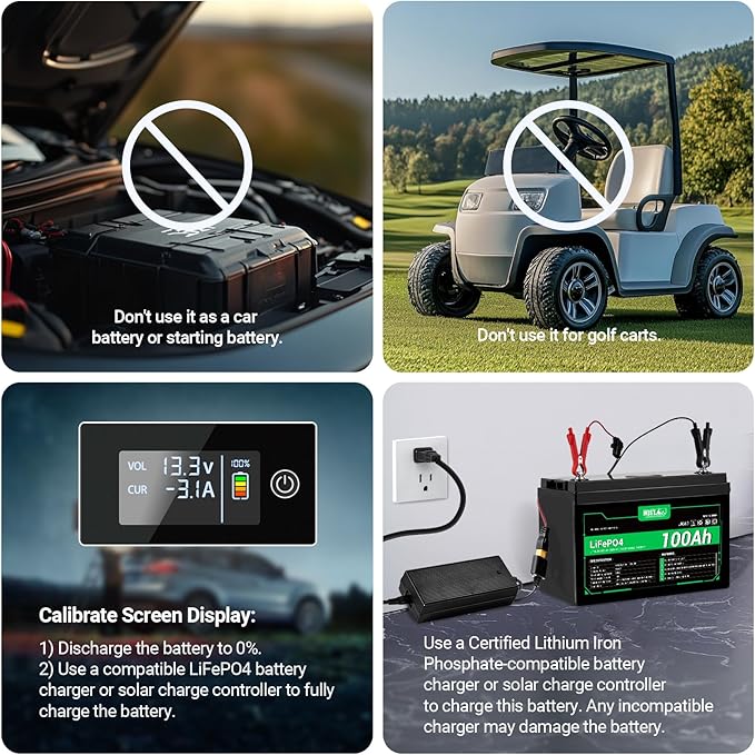HQST 12 Volt 100Ah Lithium Iron Phosphate Battery with LED Meter, LiFePO4 Battery, 10 Year Lifetime, Low & High Temp Protection, Supports in Series and Parallel, for RVs, Trolling Motors, Boats,Marine
