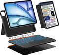 WIWU for iPad Keyboard Case 11 Inch A16 11th /10th Gen 3 in 1 Magnetic Detachable Case Keyboard Adjustable Stand Backlit Keys with Touchpad (Black, for iPad 11/10/Air 5/4/11"(M2/M3) Pro 11" 4/3/2/1)