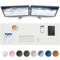 Leather Desk Pad Protector,Mouse Pad,Office Desk Mat, Non-Slip PU Leather Desk Blotter,Large Desk mat,Waterproof Keyboard mat for Office/Home/Decor (White,48" x 17")