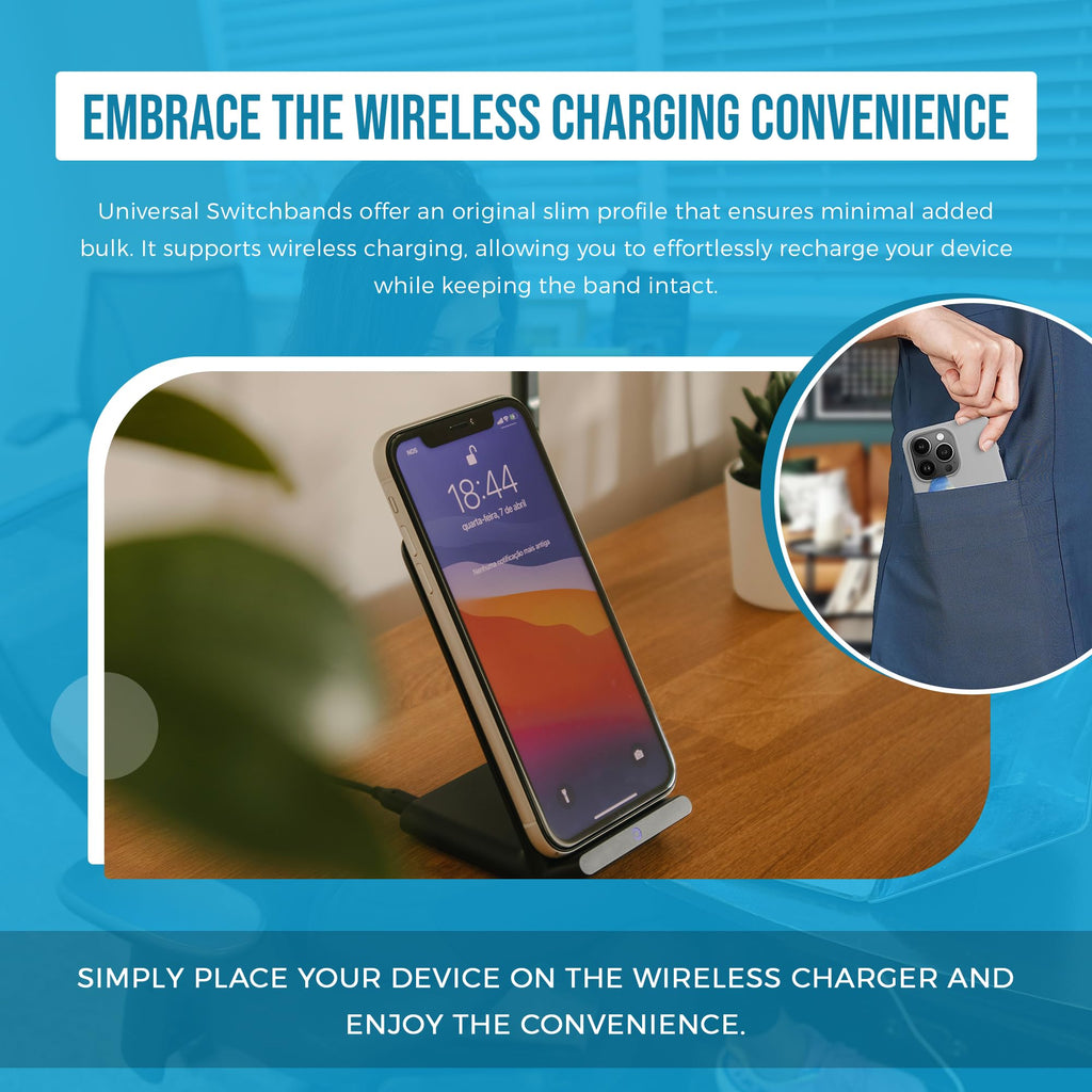 Switchbands Colorful Phone Grip Strap – Reversible Elastic Phone Strap, Adhesive-Free, Arthritis Friendly, Anti-Theft Phone Strap, Wireless Charging Compatible, Universal Fit – Blue & Cobalt Blue