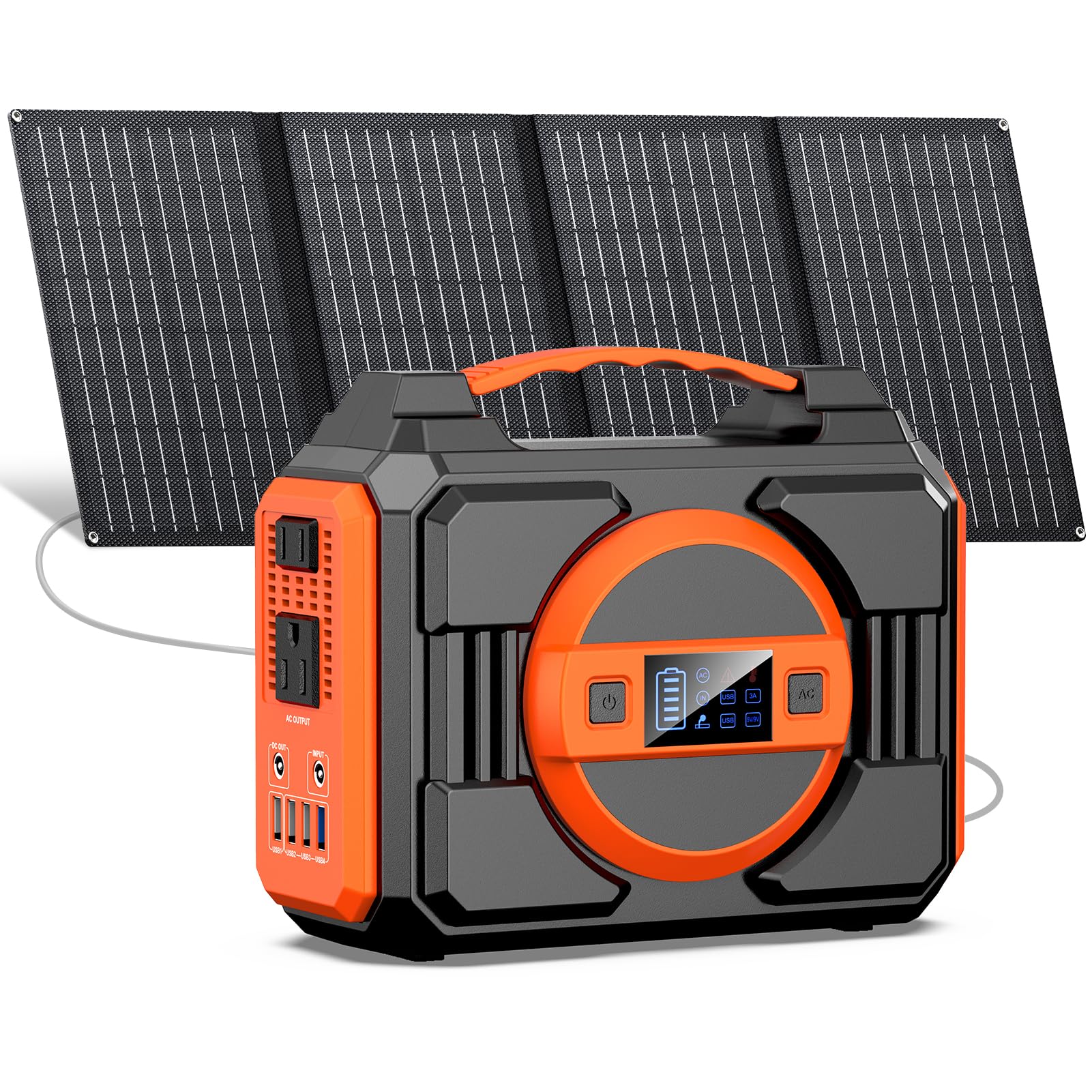 Portable Solar Generator, 300W Portable Power Station with 40W Solar Panel
