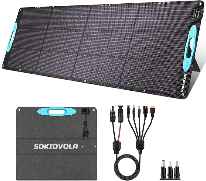 N-Type 16BB 200W Portable Solar Panels for Power Station,IP68 Waterproof ETFE Foldable Solar Panel Kit 25% High Conversion Efficiency Solar Panel for Camping Outdoor RV Blackout