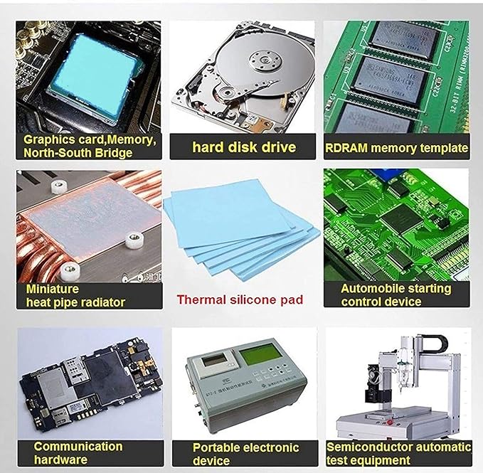 Thermal Pad, 100x100x0.5mm Highly Efficient Thermal Conductivity 12 W/mK, Insulated Heat Resistant High Temperature Resistant Silicone Thermal Pad for IC SSD CPU GPU Heat Sink LED Cooling