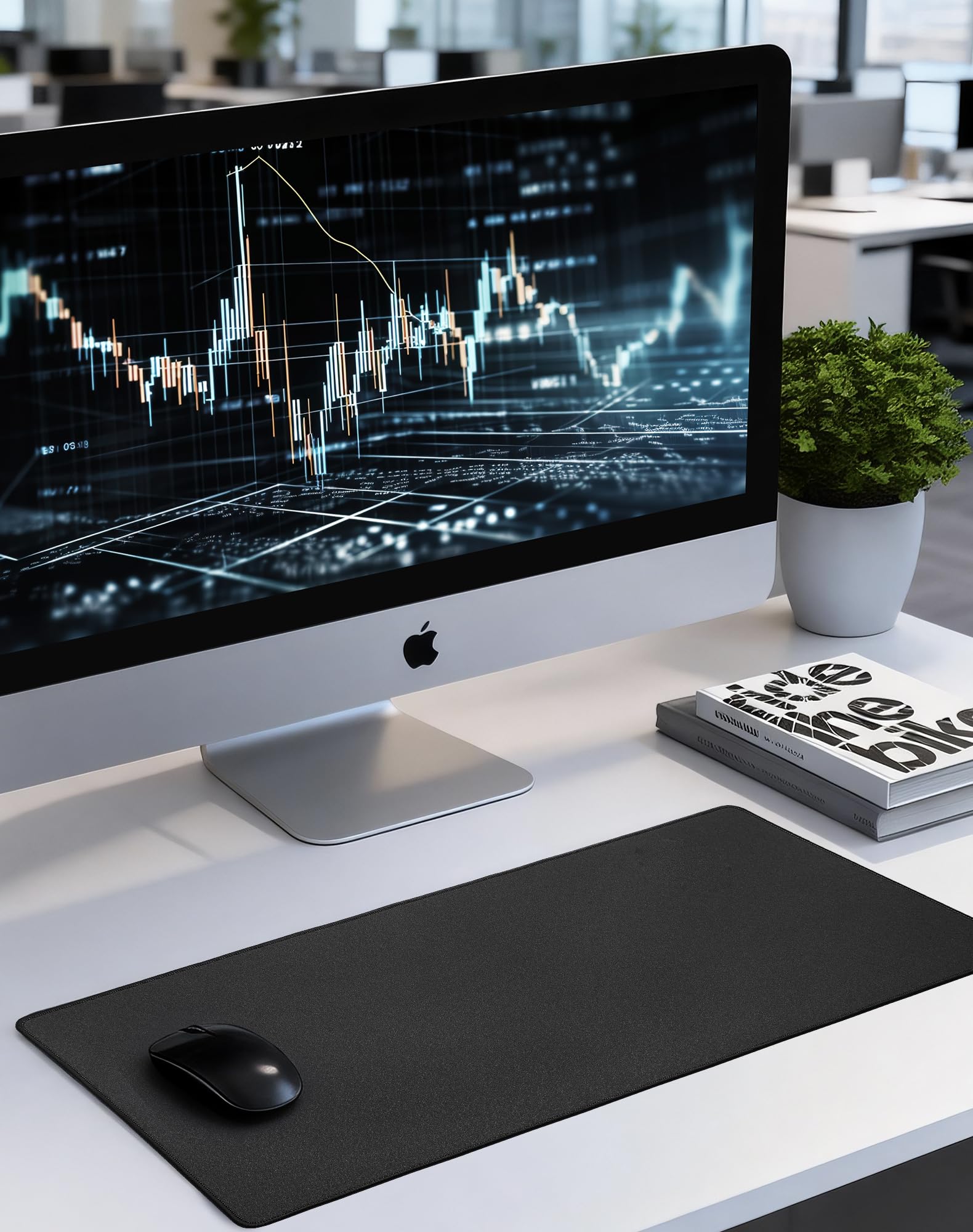 ALOANES Black Waterproof Desk Mat, Large, with Extended Mouse Mat, Office Desk Protector with Anti-Slip Base, Stitched Edge, Grain Jacquard Surface, Perfect for Gamer, Home, XL,11.81''x27.56''x0.12'