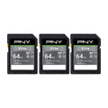 PNY 64GB Elite Class 10 U1 V10 SDXC Flash Memory Card - 100MB/s Read, Class 10, U1, V10, Full HD, UHS-I, Full Size SD (P-SD64GX3U1100EL-MP) (Pack of 3)