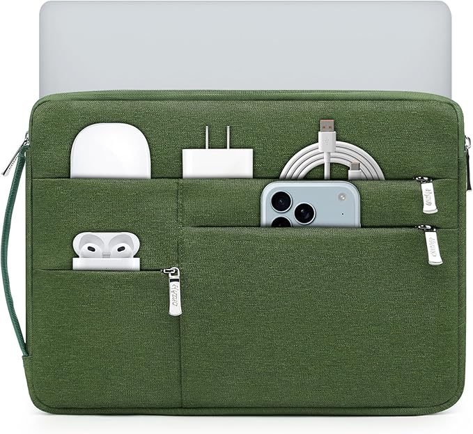 HYZUO 15-16 Inch Laptop Sleeve Bag for MacBook Pro 16 M4/M3/M2/M1 2025-2019, 15" Surface Book, Portable NoteBook Case for 15" 15.6" HP Dell Lenovo ThinkBook Asus Acer Samsung HUAWEI, Grass Green