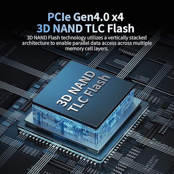 1TB SSD NVMe M.2 2280 PCIe Gen4 x4 Internal Solid State Drive - Up to 7400MB/s, 1TB SSD PS5 Dynamic SLC Cache, PS5 Compatible for Gaming PC Laptop(EN870)