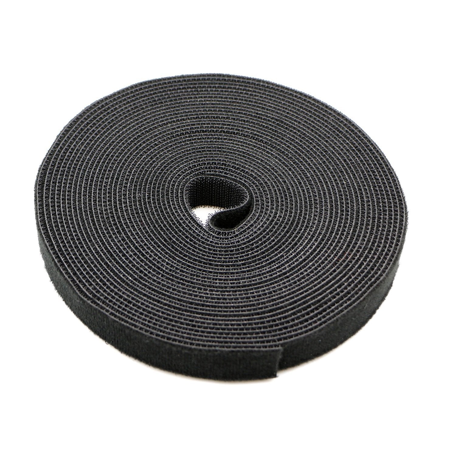 Saisn Reusable Fastening Tape Cable Ties 3/4 Inch Double Side Hook Roll (10 Yard, Black)