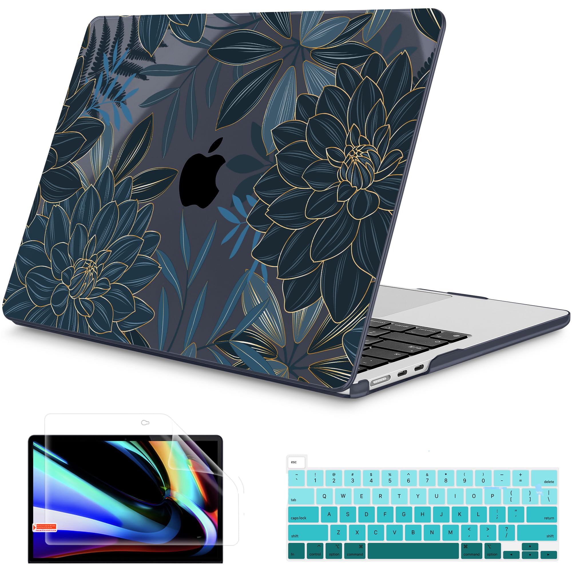 Mektron for 2026 MacBook Air 13-inch M5 Laptop Case A3449 with 13.6-inch Liquid Retina Display Fits 2025 A3240 M4 2024 A3113 M3 2023 A2681 M2 Printed Shell for MacBook Air 13.6", Dahlia Flower C035