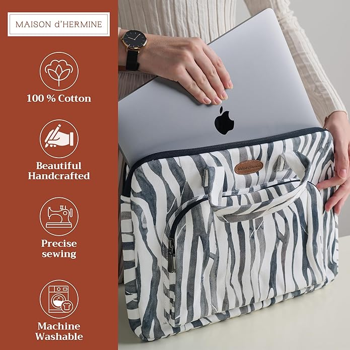 Maison d'Hermine Laptop bag with front pocket Stain and water repellent Cotton canvas