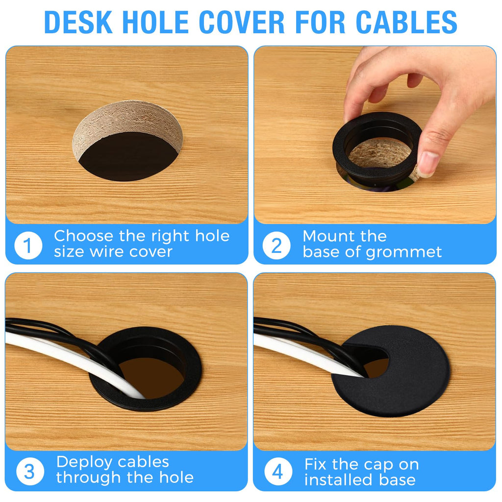BOPOREAE 8 Pcs Desk Grommet 1-1/2" (38 mm), Desk Cord Hole Cover