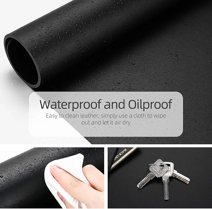 YSAGi Desk Mat, Desk Pad, Waterproof Desk Pad, 35.4" x 17" Laptop Leather Desk Pad Protector, Large Leather Desk Blotter for Keyboard and Mouse, Dual-Sided Desk Writing Pad for Office and Home (Black)