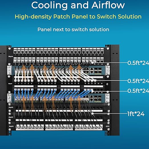 Rapink Patch Cables Cat6/ Cat6a 5ft (24 Pack) Slim, Cat6a Ethernet Patch Cable 10G Support, Snagless Cat 6 Patch Cable for Patch Panel to Switch, Flexiable Cat6 Ethernet Cable Blue
