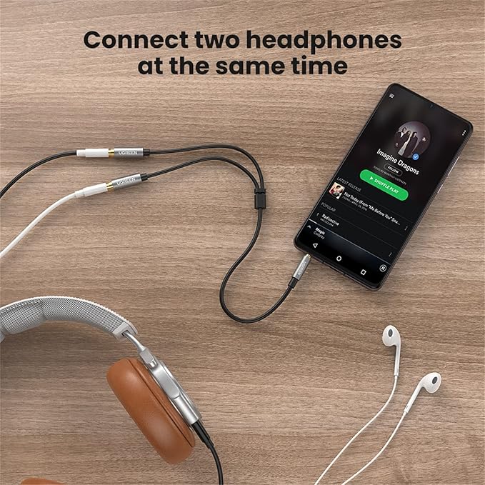 UGREEN Headphone Splitter 3.5mm Audio Stereo Y Splitter Aux Extension Cable Male to Female Dual Headphone Jack Adapter for Earphone Compatible with Switch 2/PS4/PS5 iPhone iPad, Tablet, Laptop, 7.87"