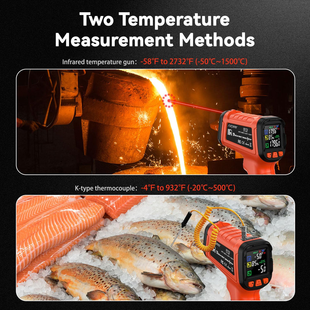 Surpeer Infrared Thermometer Gun -58°F to 2732°F, 50:1