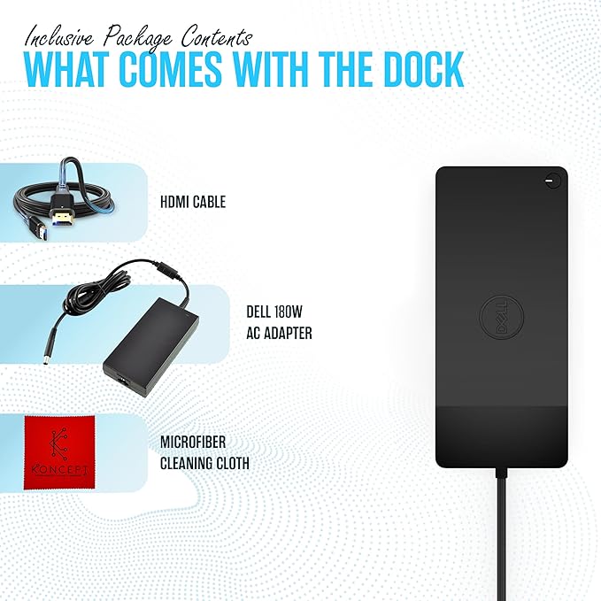 WD19S Docking Station Dual Monitor Bundle - Dock Station with 180W + USB Type-C + HDMI+ Dual DisplayPort - Ultimate Laptop Docking Station