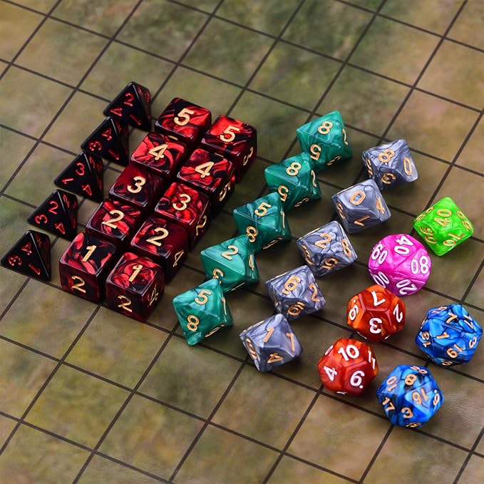 Extended RPG Dice Set 15 x 31 Polyhedral Dice (465pcs) for DND Tabletop Role-Playing Games (15 Colors)