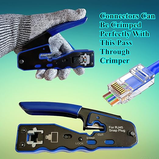 100-PACK Cat5 Cat5e Cat6 RJ45 Pass Through Connectors Ends, 1.1mm Unshielded Connectors for Solid Wire and Standard Cable