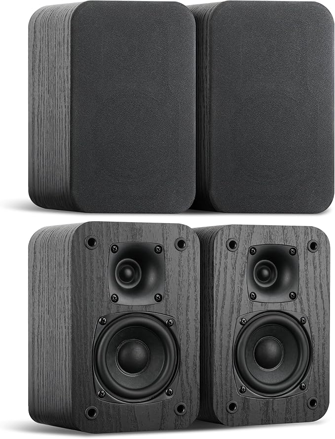 Saiyin 5.0 Home Theater System, 100w HiFi Surround Sound Speakers with Stereo Surround Sound and Classic Rretro Wood Grain for TV/PC, Passive, Amplifier or Receiver Required, Cable Not Included
