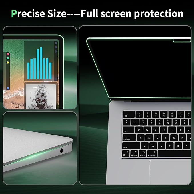Privacy Screen for MacBook Pro 16 Inch(2024, 2023, 2022, 2021, M4-M1, Pro, Max), Anti Blue Light Glare Filter Removable Computer Protector, Bubble-Free Monitor Shield Laptop Film With Camera Cover