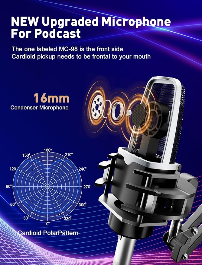 SINWE Podcast Equipment Bundle for 2,Audio Interface with Podcast Microphone for Smartphone & PC,All-in-One DJ Mixer,Plug-and-Play,Perfect for Streaming, Singing, YouTube & Gaming