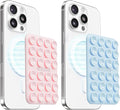 Klearlook 2Pack Magnetic Suction Phone Mount for MagSafe Case, Sticky Phone Grip Holder for iPhone, Removable Hands-Free Selfie/Video for TikTok Influencers, Women Girl Gift, Light Pink & Light Blue
