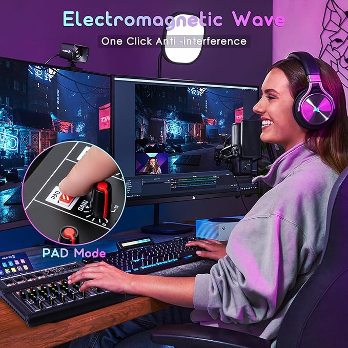 6-Channel Audio Mixer for PC, SX-6iu Mixing Console with XLR Inputs, Bluetooth, 99 Digital Signal Processor Effects, USB Interface, MP3 Compatible for Podcast, Music, Recording 9.84"x2.17"x12.6"inches