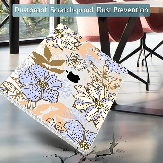 Mektron for MacBook Pro 13-inch Case 2022 2021 2020 Release A2338 M2 M1 A2289 A2251, Printed Plastic Hard Shell Cover for New MacBook Pro 13.3-inch Touch Bar Fits Touch ID，Abstract Floral