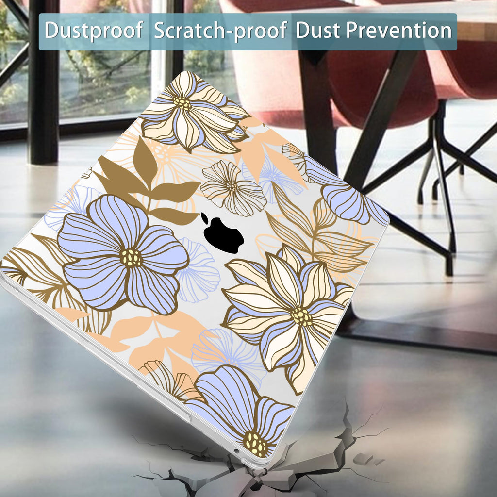 Mektron for MacBook Pro 13-inch Case 2022 2021 2020 Release A2338 M2 M1 A2289 A2251, Printed Plastic Hard Shell Cover for New MacBook Pro 13.3-inch Touch Bar Fits Touch ID，Abstract Floral