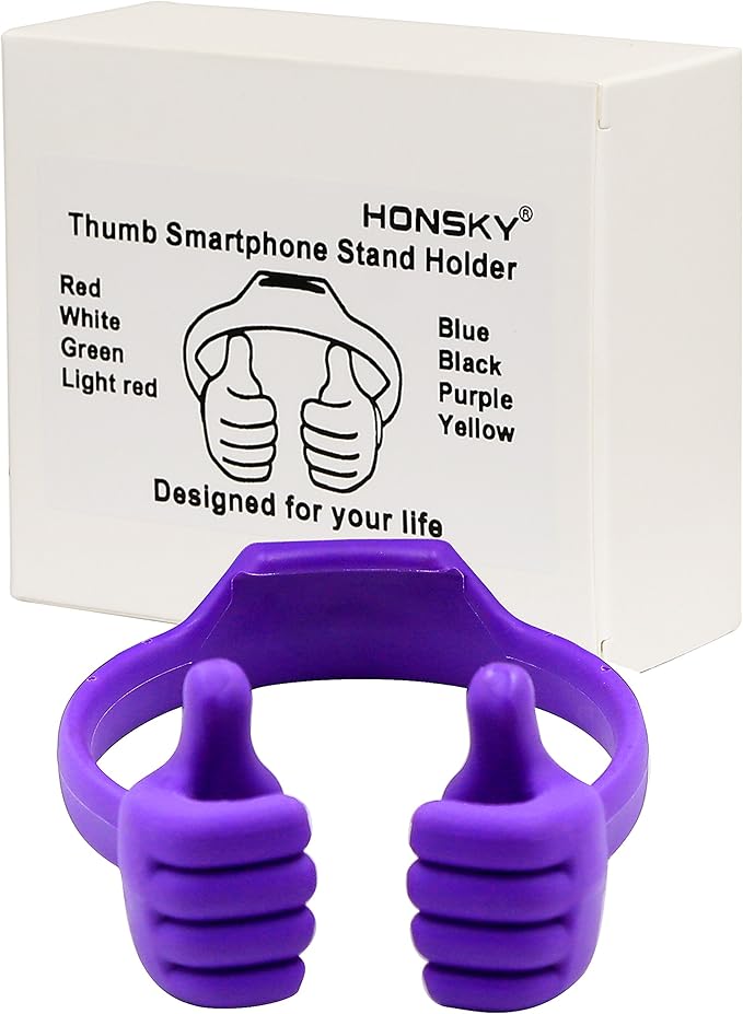 Honsky Thumbs-up Cell Phone Stand Holder, Tablet Stand Cradle for Desk Desktop Smartphone Cellphone Mobile Phone Tablets â€“ Universal Adjustable Flexible, Purple