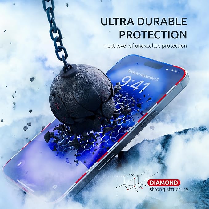 Screen Protector for IPhone 15/16- Tempered Glass Screen Protector for IPhone 16/15 with Frame US FLag Color and Black - Full Screen Coverage 9H - Easy Installation (2 Pack)
