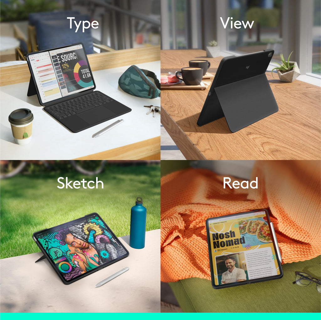 Logitech Combo Touch iPad Air 13 inch M2 M3 & M4 - Midnight Black