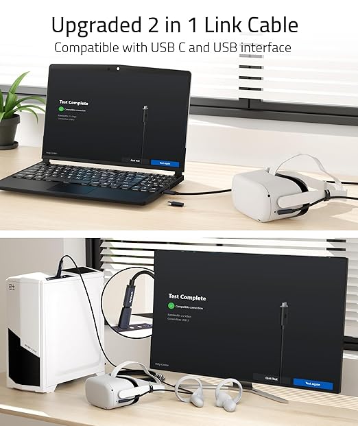 Syntech Link Cable 20FT Compatible with Oculus/Meta Quest 3/Quest 3S/Quest2/Pro/Pico 4 and PC/SteamVR, Upgraded Type C with USB 3.0 Adapter, High Speed Data Transfer Cord for VR Headset, Black